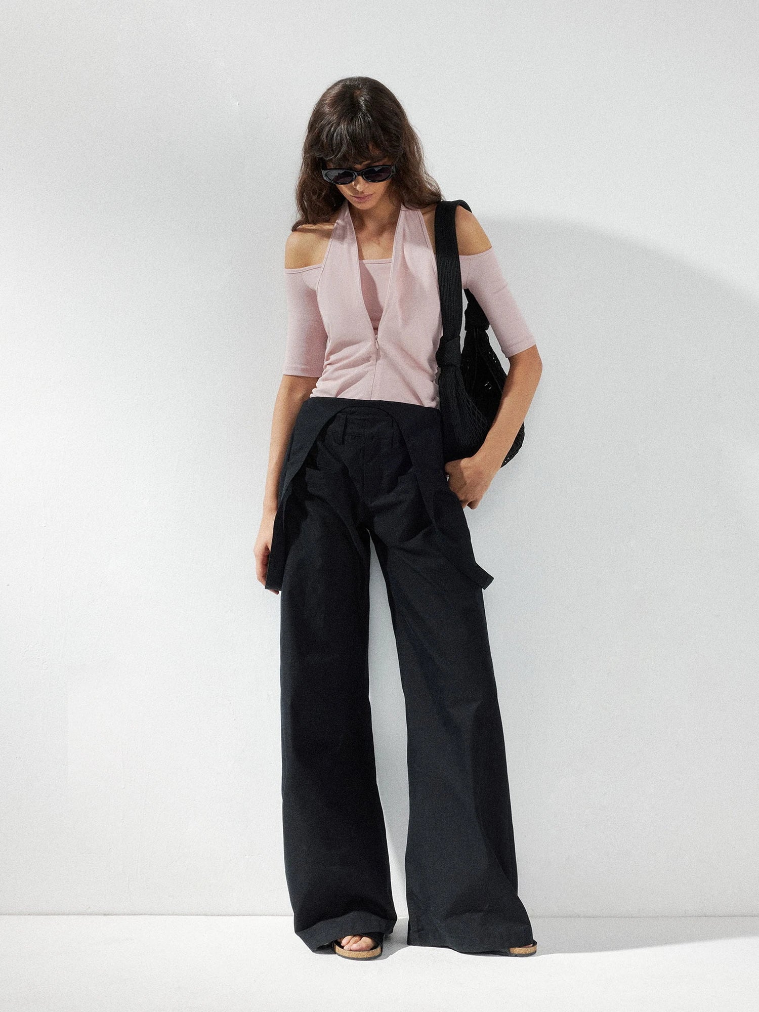 kvkv Detachable Suspenders Cargo Wide Leg Pants