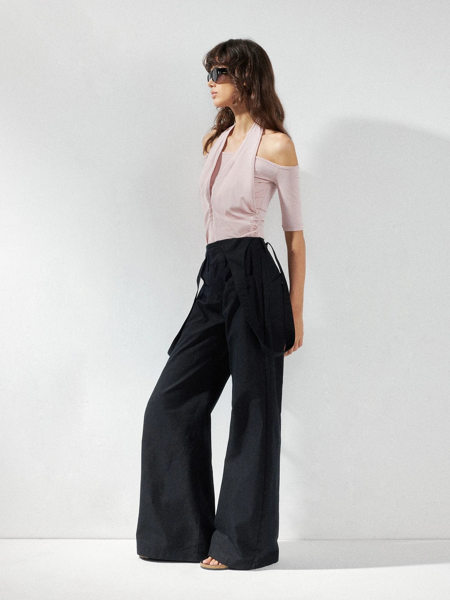 kvkv Detachable Suspenders Cargo Wide Leg Pants