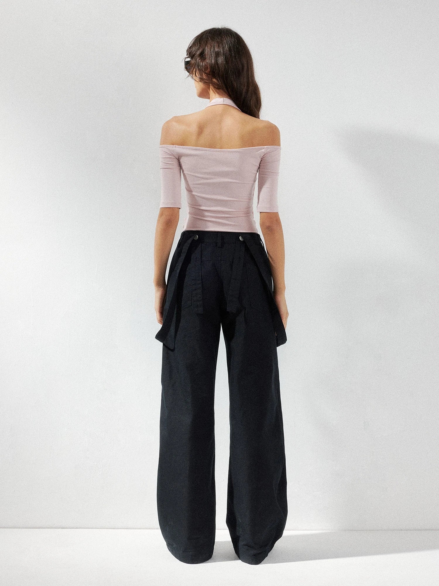kvkv Detachable Suspenders Cargo Wide Leg Pants