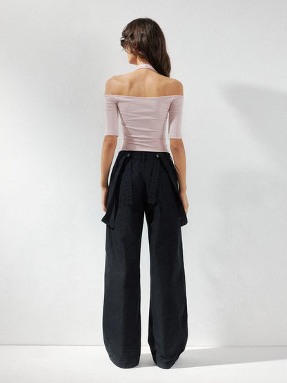 kvkv Detachable Suspenders Cargo Wide Leg Pants