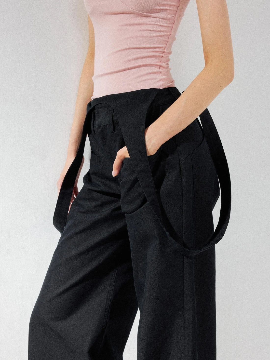 kvkv Detachable Suspenders Cargo Wide Leg Pants