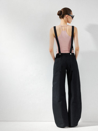 kvkv Detachable Suspenders Cargo Wide Leg Pants