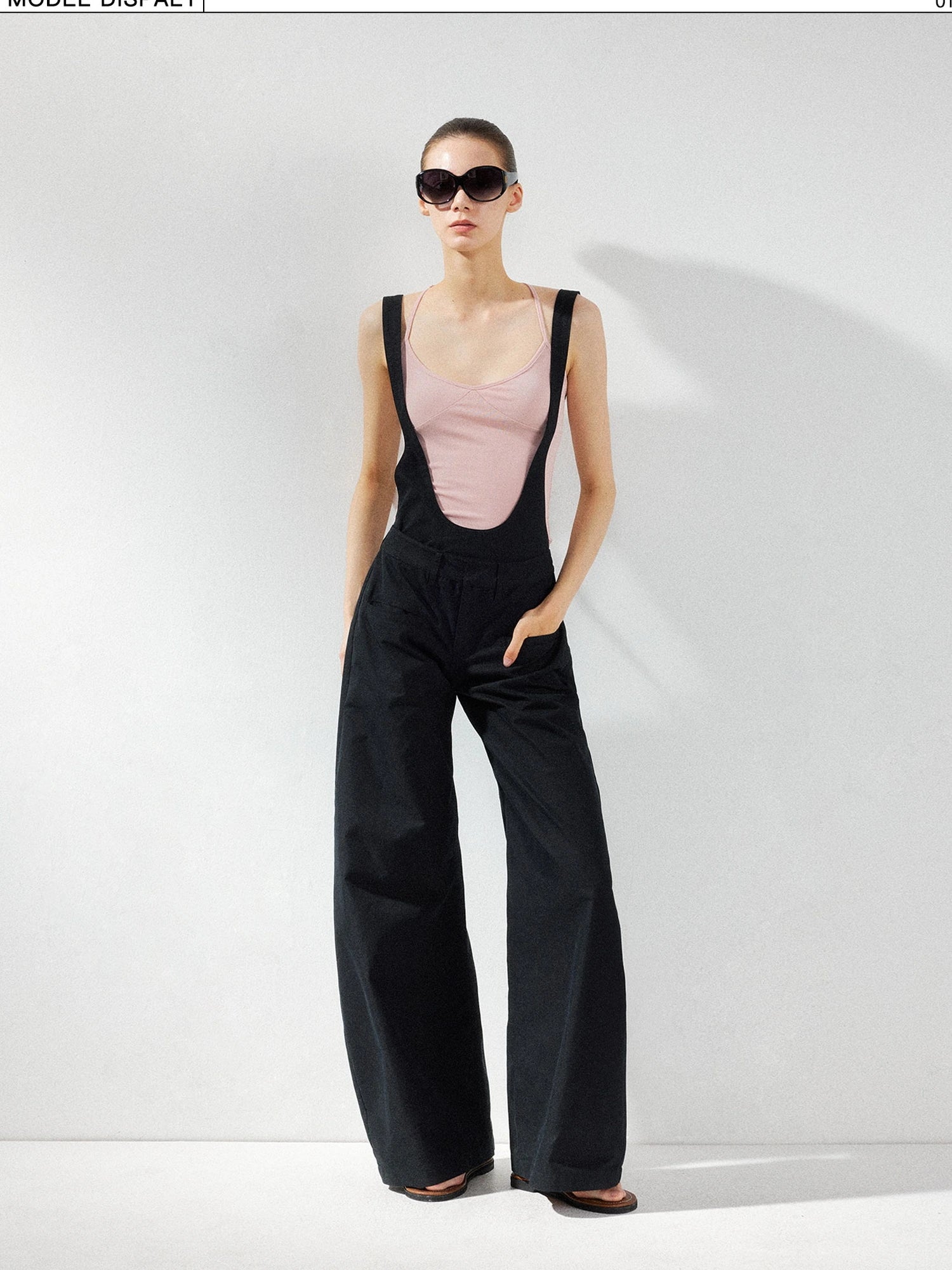 kvkv Detachable Suspenders Cargo Wide Leg Pants