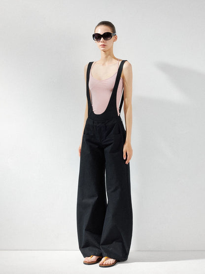 kvkv Detachable Suspenders Cargo Wide Leg Pants