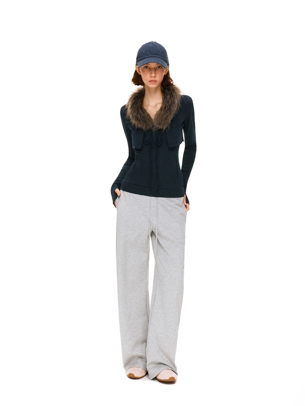 kvkv Detachable Zip Short Slim Fit Casual Womens Navy Cotton Blend Jacket