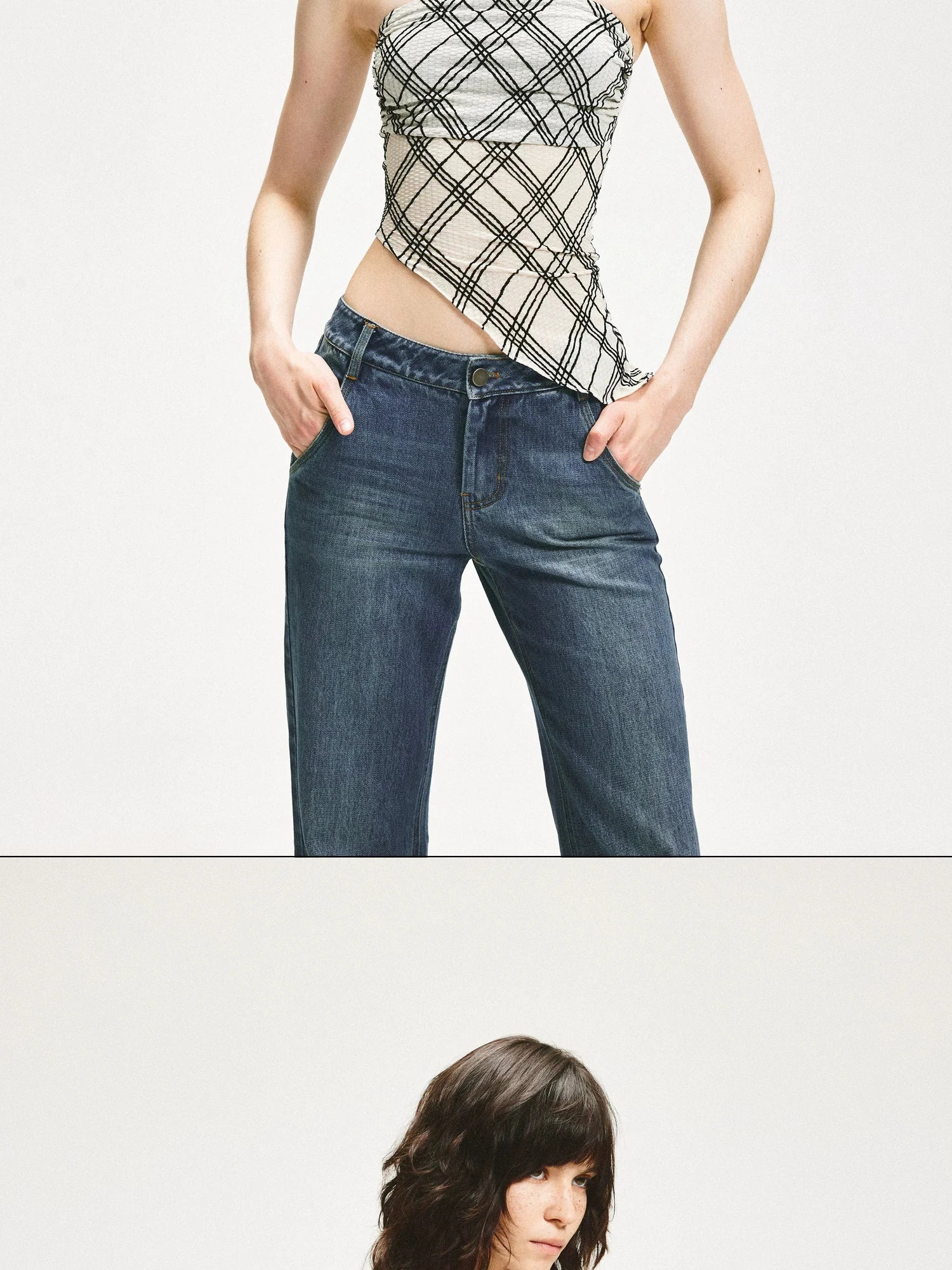 KVKV Yoga Clothing Brand - Diamond Grid Ruffle Hem Strapless Top