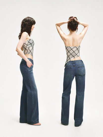 KVKV Yoga Clothing Brand - Diamond Grid Ruffle Hem Strapless Top