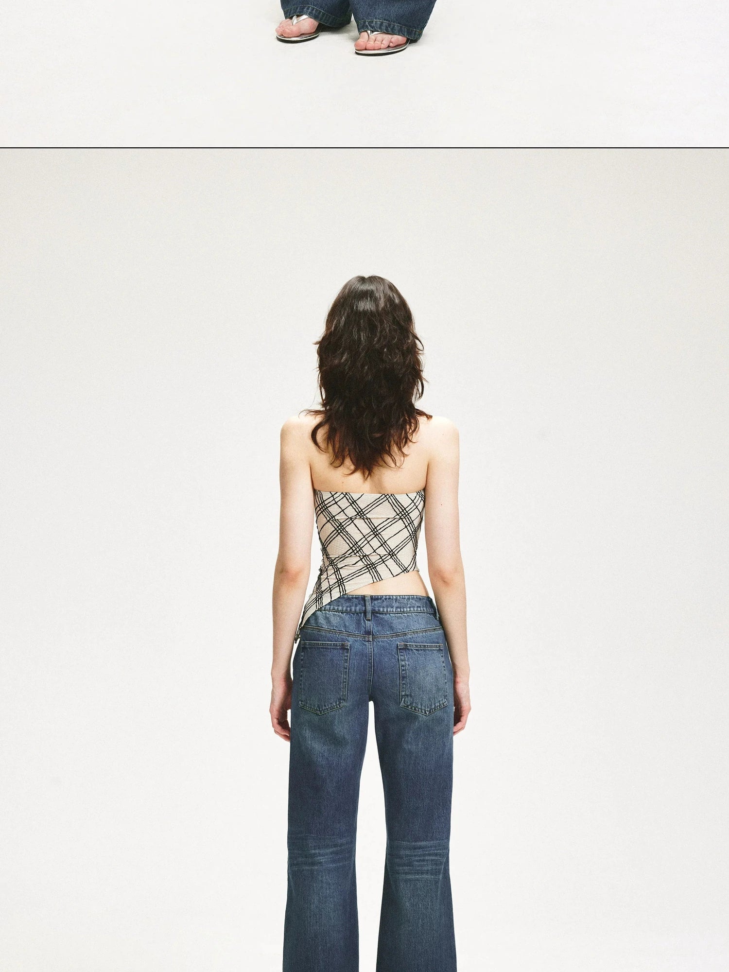 KVKV Yoga Clothing Brand - Diamond Grid Ruffle Hem Strapless Top