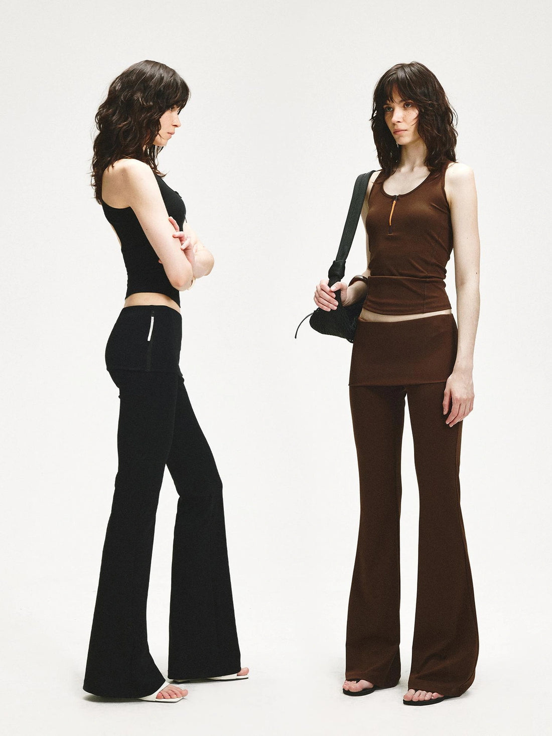 KVKV Yoga Clothing Brand - Double Layer Flared Fold Over Yoga Pants