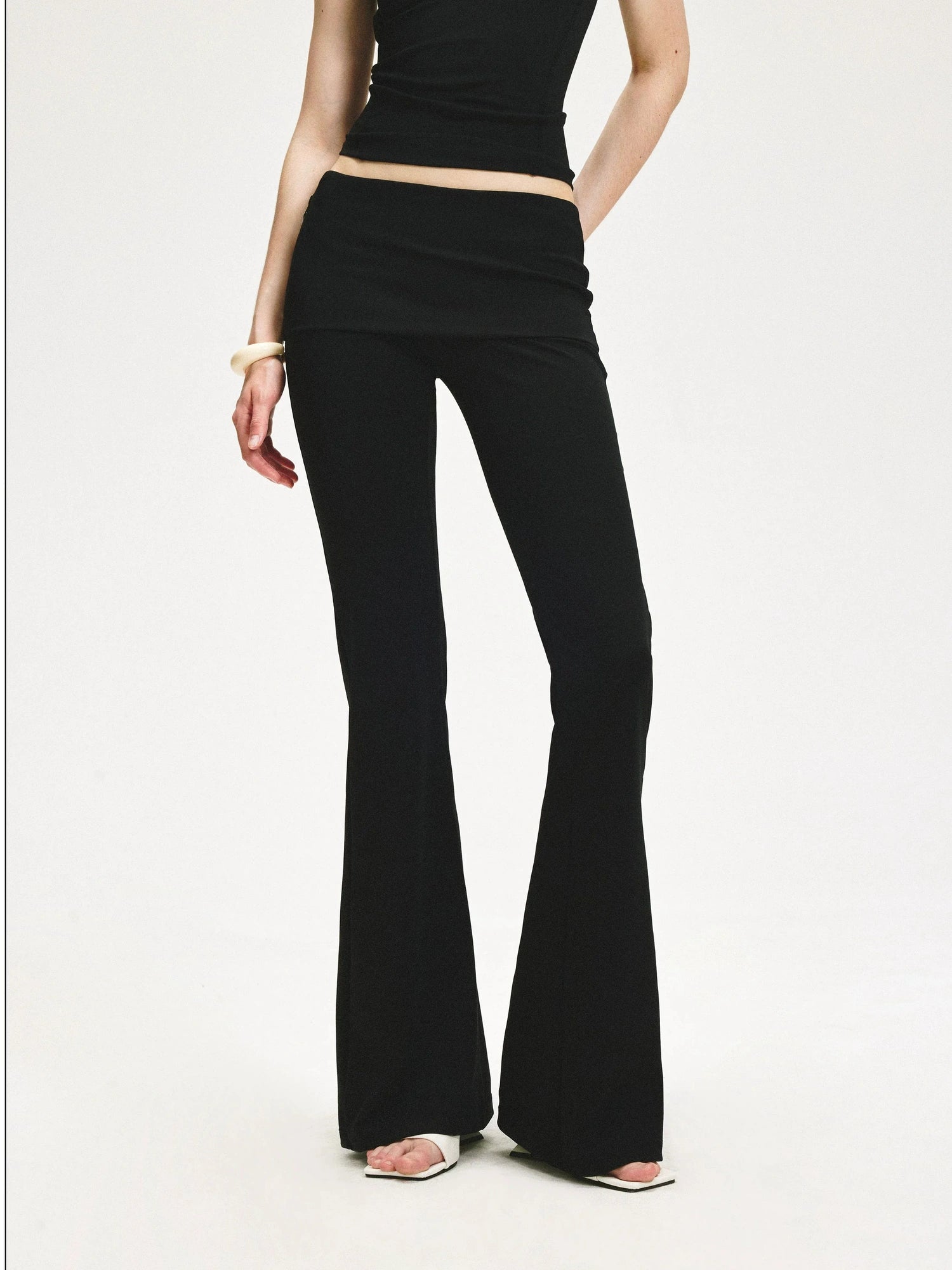 KVKV Yoga Clothing Brand - Double Layer Flared Fold Over Yoga Pants