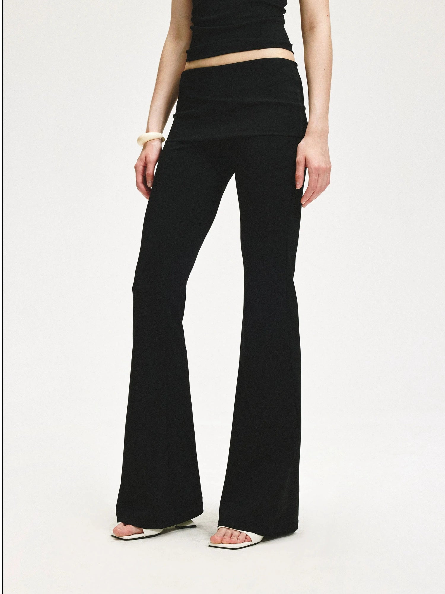 KVKV Yoga Clothing Brand - Double Layer Flared Fold Over Yoga Pants
