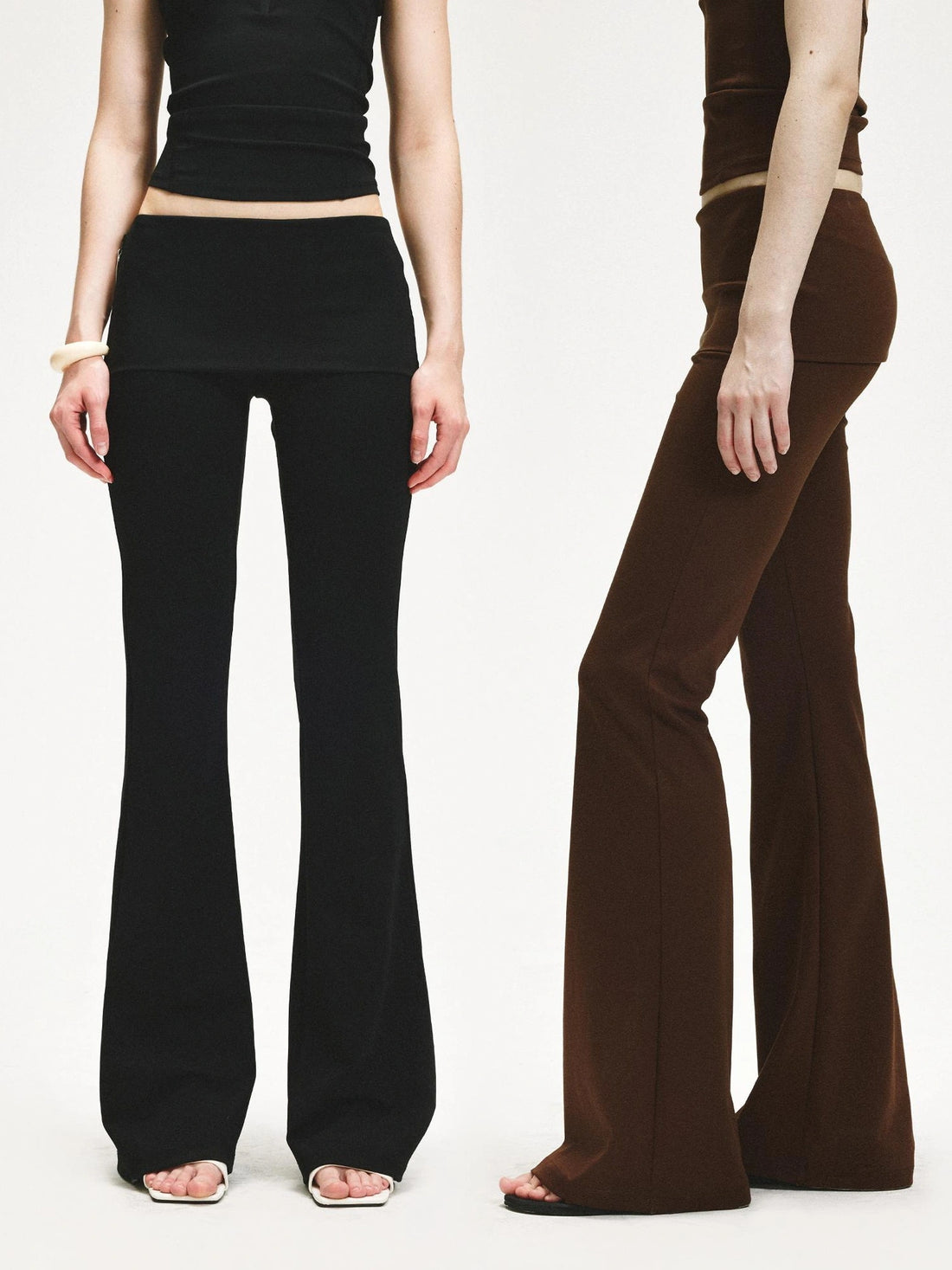 KVKV Yoga Clothing Brand - Double Layer Flared Fold Over Yoga Pants