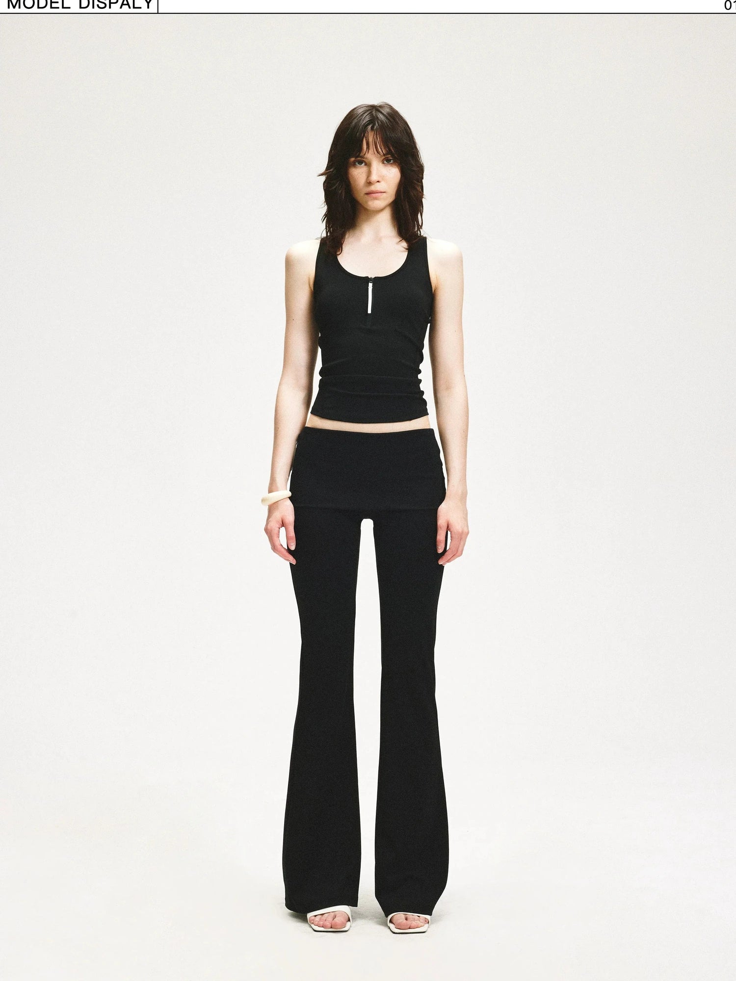 KVKV Yoga Clothing Brand - Double Layer Flared Fold Over Yoga Pants