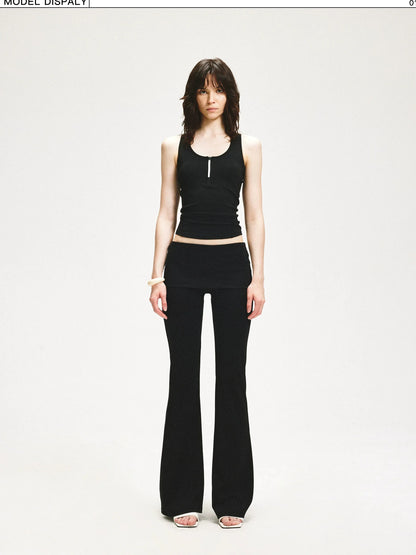 KVKV Yoga Clothing Brand - Double Layer Flared Fold Over Yoga Pants