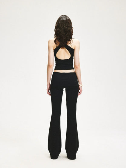 KVKV Yoga Clothing Brand - Double Layer Flared Fold Over Yoga Pants