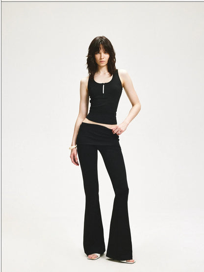 KVKV Yoga Clothing Brand - Double Layer Flared Fold Over Yoga Pants
