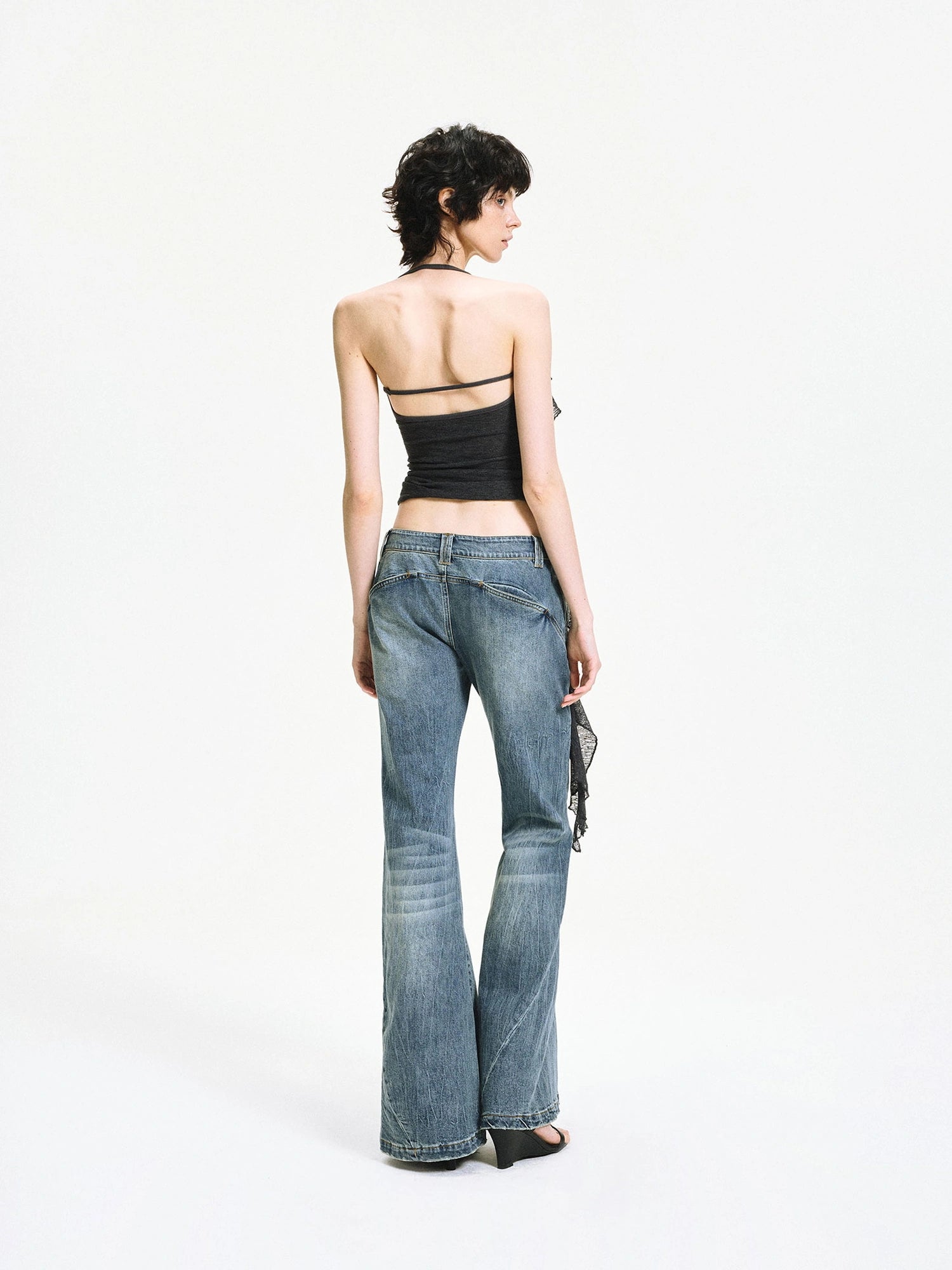 kvkv Double Layer Lace Tie Adjustable Halter Top
