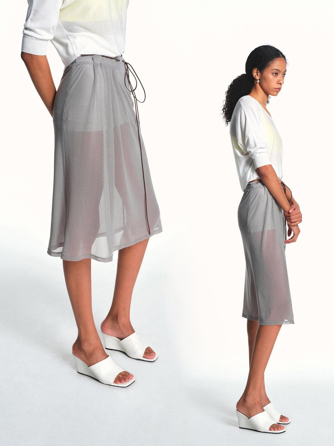 kvkv Double Layer Pleated Asymmetric Drawstring Women&