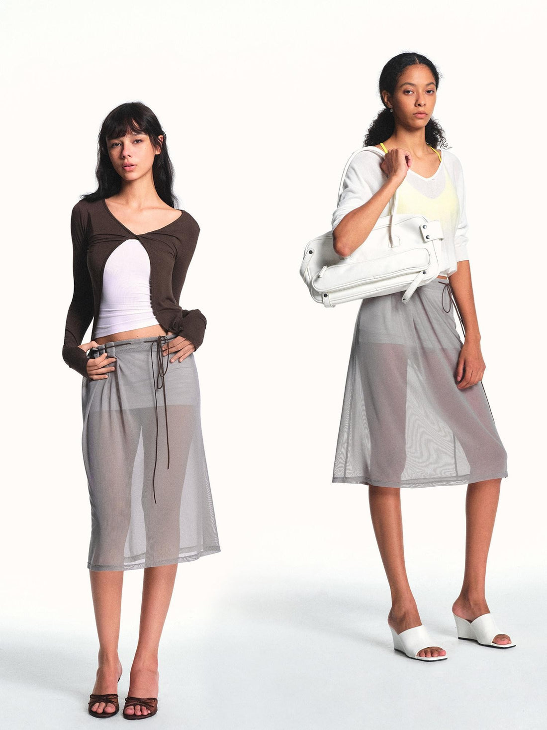 kvkv Double Layer Pleated Asymmetric Drawstring Women&