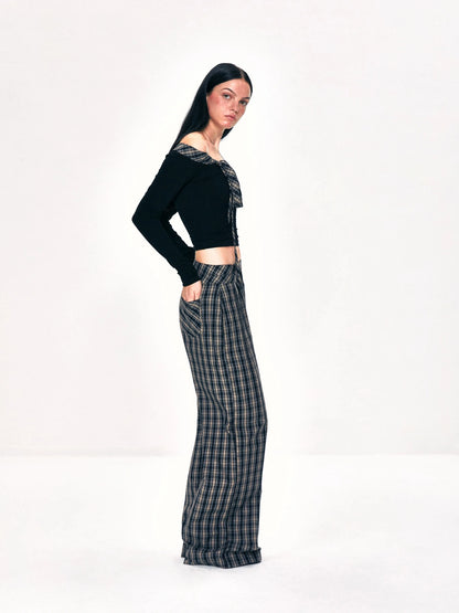 kvkv Double Layer Waistband Checkered Trousers