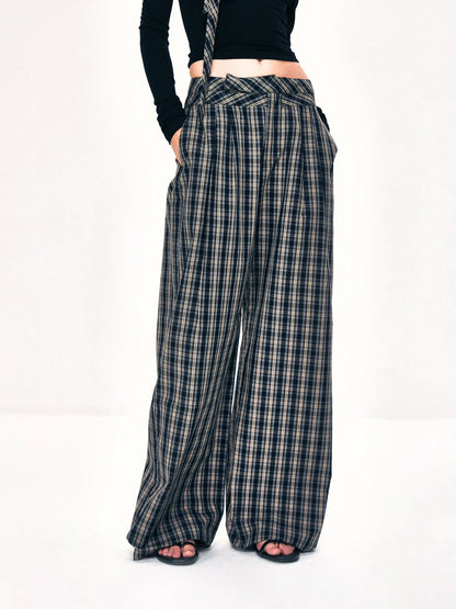 kvkv Double Layer Waistband Checkered Trousers