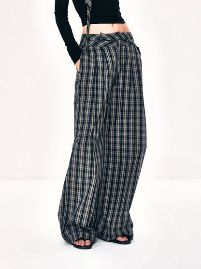 kvkv Double Layer Waistband Checkered Trousers