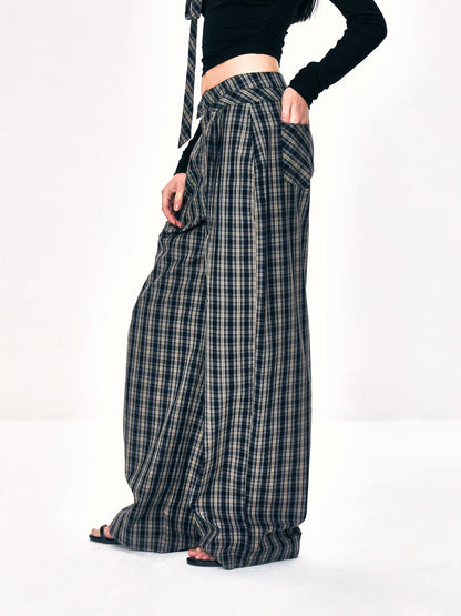 kvkv Double Layer Waistband Checkered Trousers