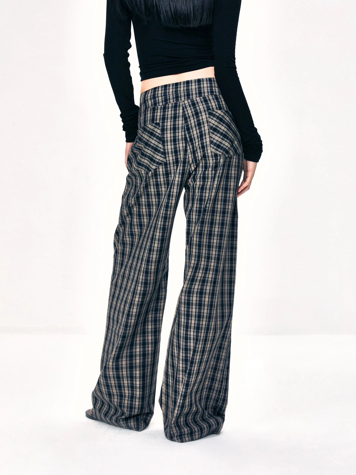 kvkv Double Layer Waistband Checkered Trousers