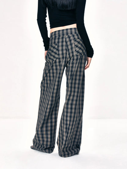 kvkv Double Layer Waistband Checkered Trousers