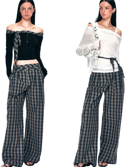 kvkv Double Layer Waistband Checkered Trousers
