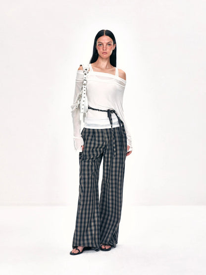 kvkv Double Layer Waistband Checkered Trousers