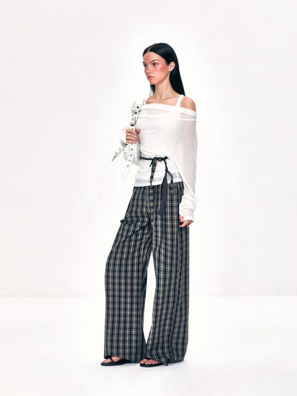 kvkv Double Layer Waistband Checkered Trousers
