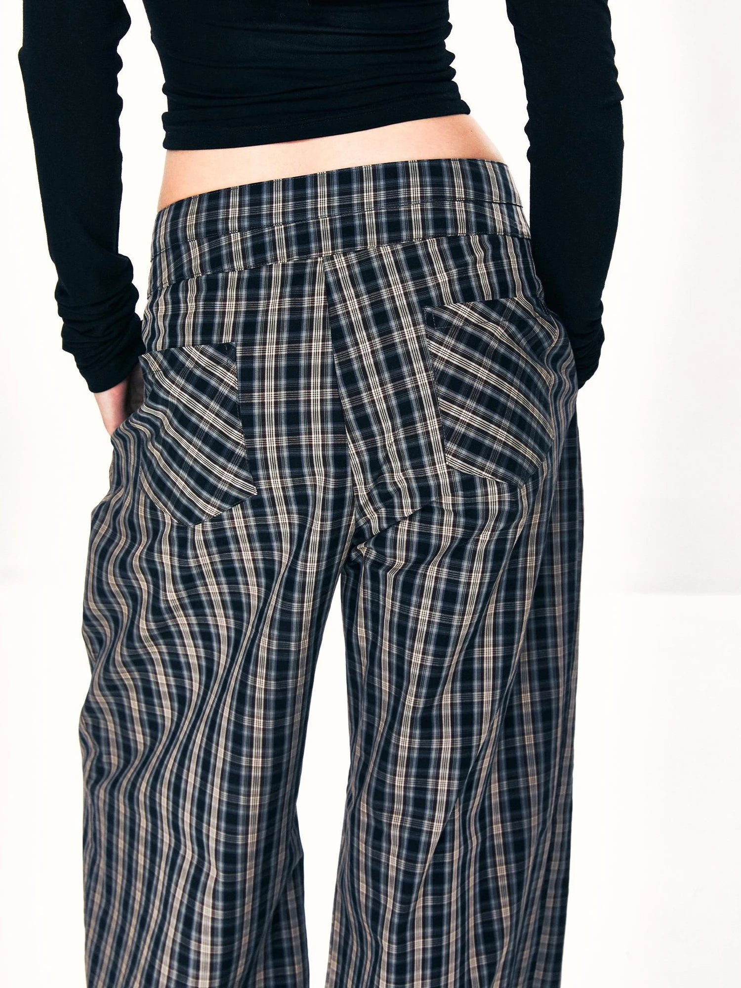 kvkv Double Layer Waistband Checkered Trousers