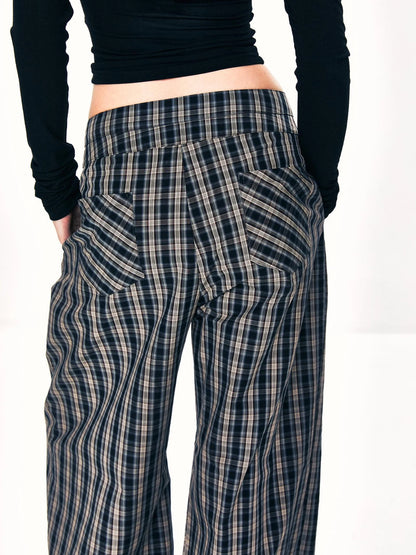 kvkv Double Layer Waistband Checkered Trousers