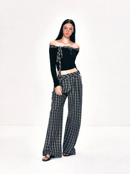 kvkv Double Layer Waistband Checkered Trousers