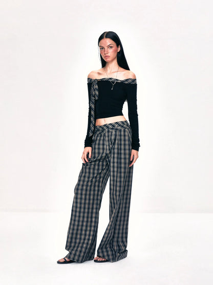 kvkv Double Layer Waistband Checkered Trousers