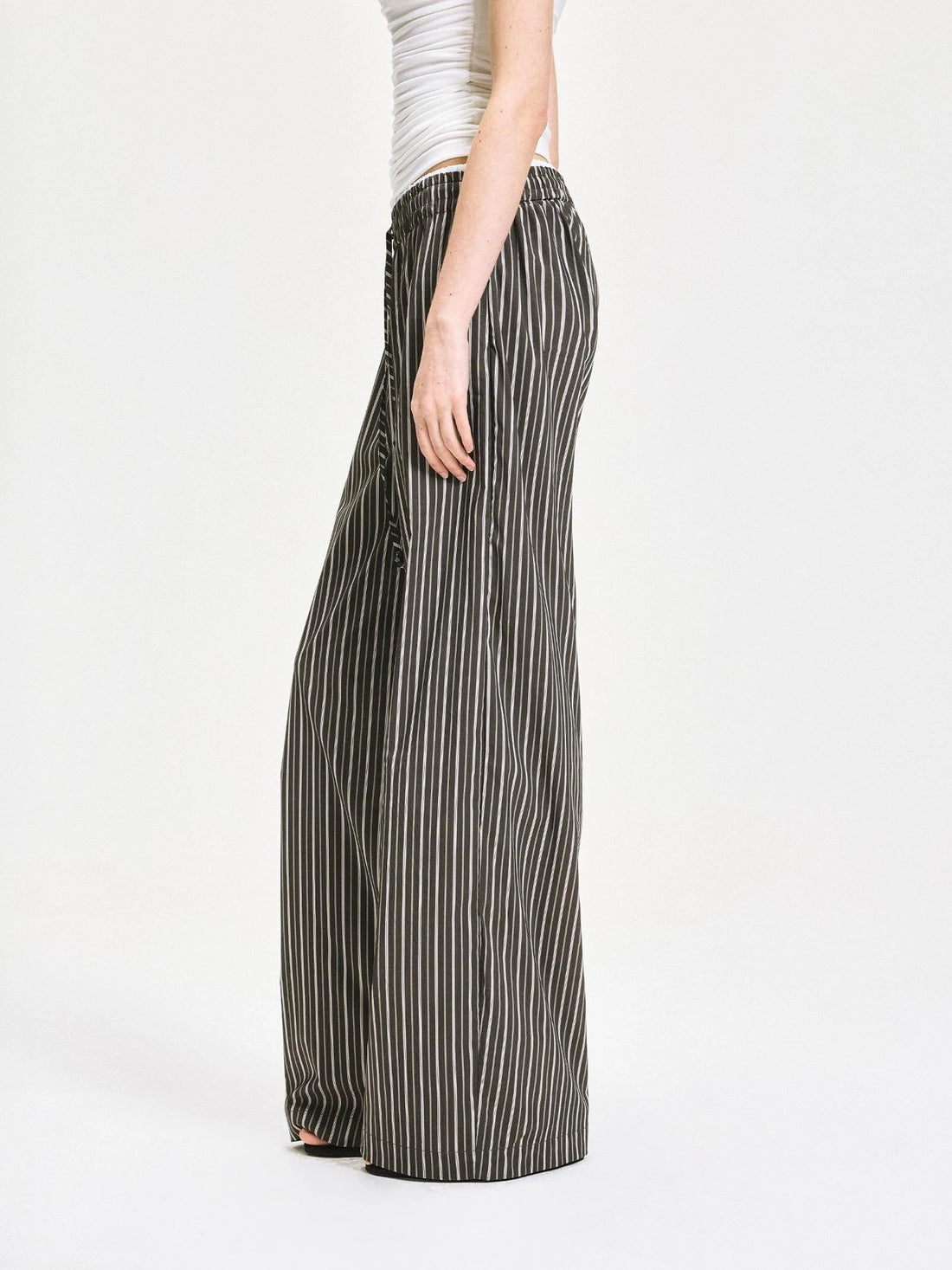kvkv Double Waist Stripe Wide Leg Trousers