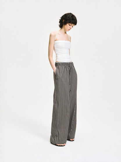 kvkv Double Waist Stripe Wide Leg Trousers
