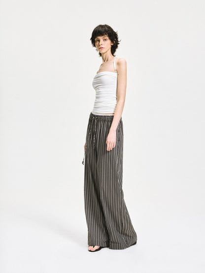 kvkv Double Waist Stripe Wide Leg Trousers