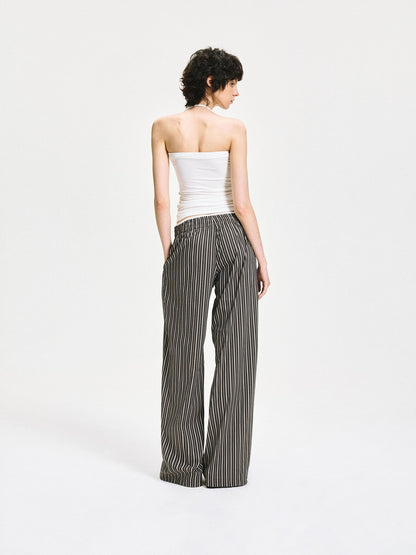 kvkv Double Waist Stripe Wide Leg Trousers