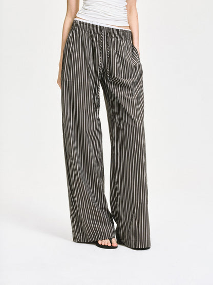 kvkv Double Waist Stripe Wide Leg Trousers