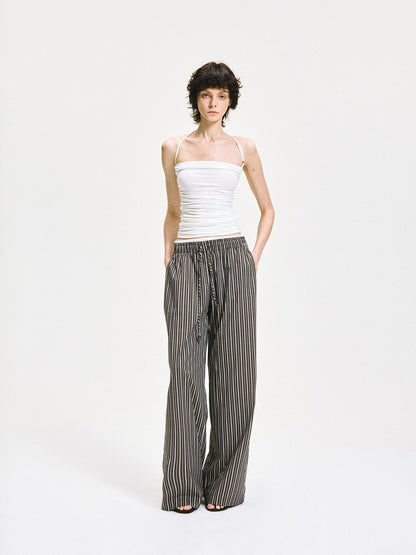 kvkv Double Waist Stripe Wide Leg Trousers
