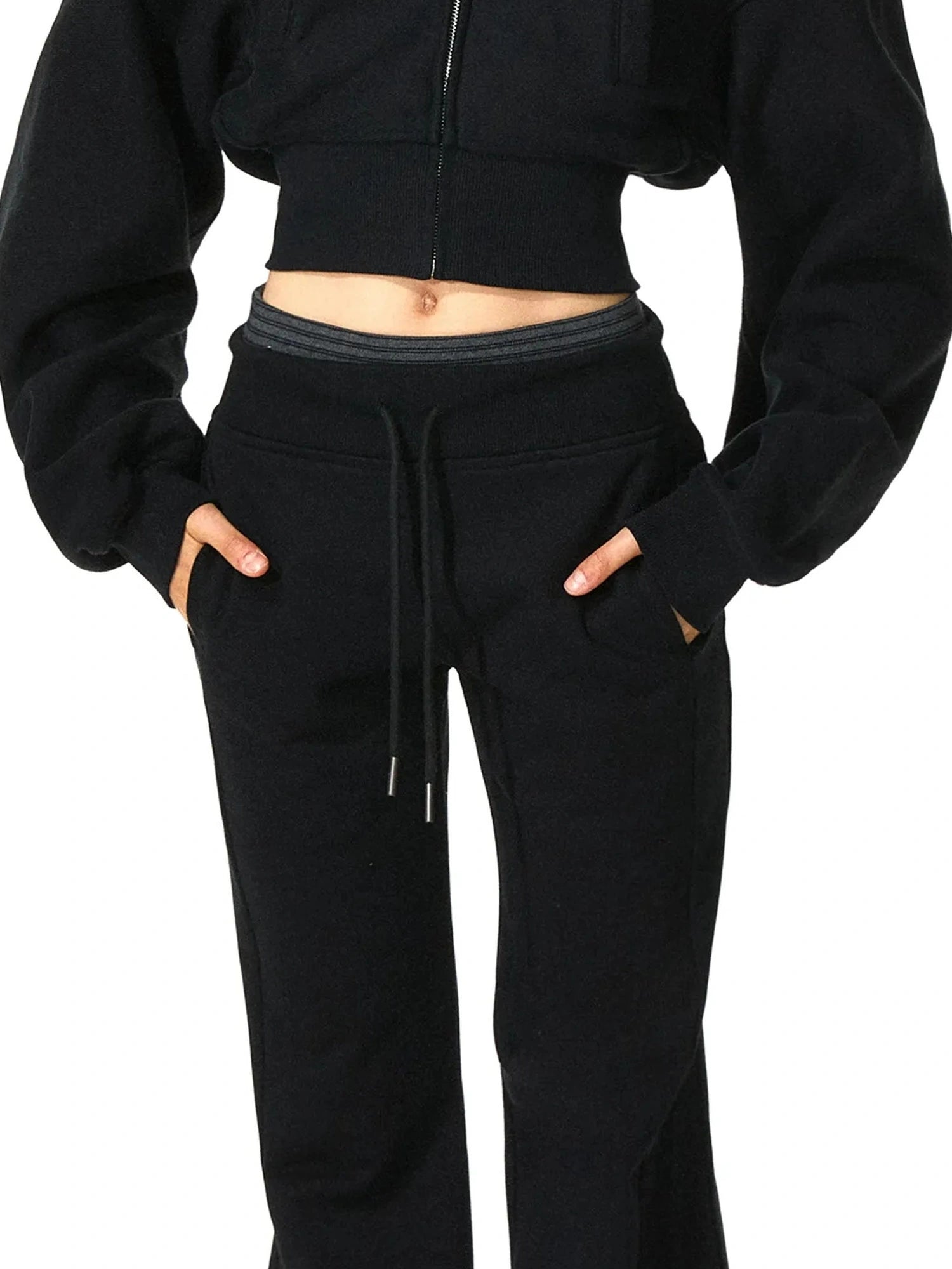 kvkv Double Waistband Stripe Embroidered Sweatpants