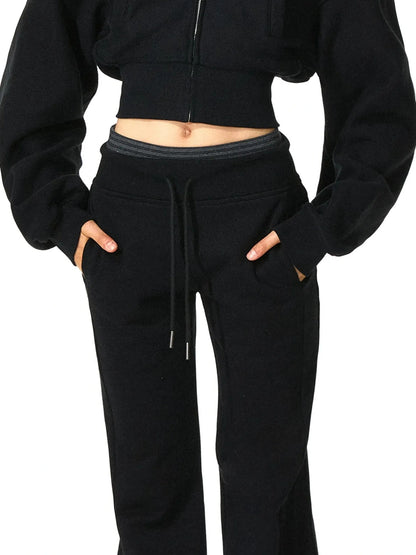 kvkv Double Waistband Stripe Embroidered Sweatpants