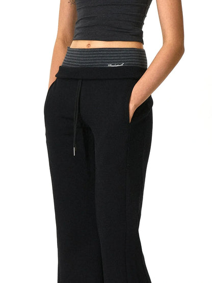 kvkv Double Waistband Stripe Embroidered Sweatpants