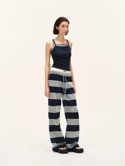kvkv Double Waistband Striped Drawstring Joggers
