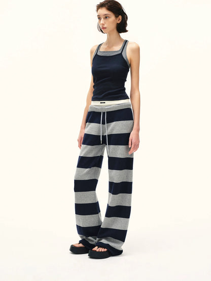 kvkv Double Waistband Striped Drawstring Joggers