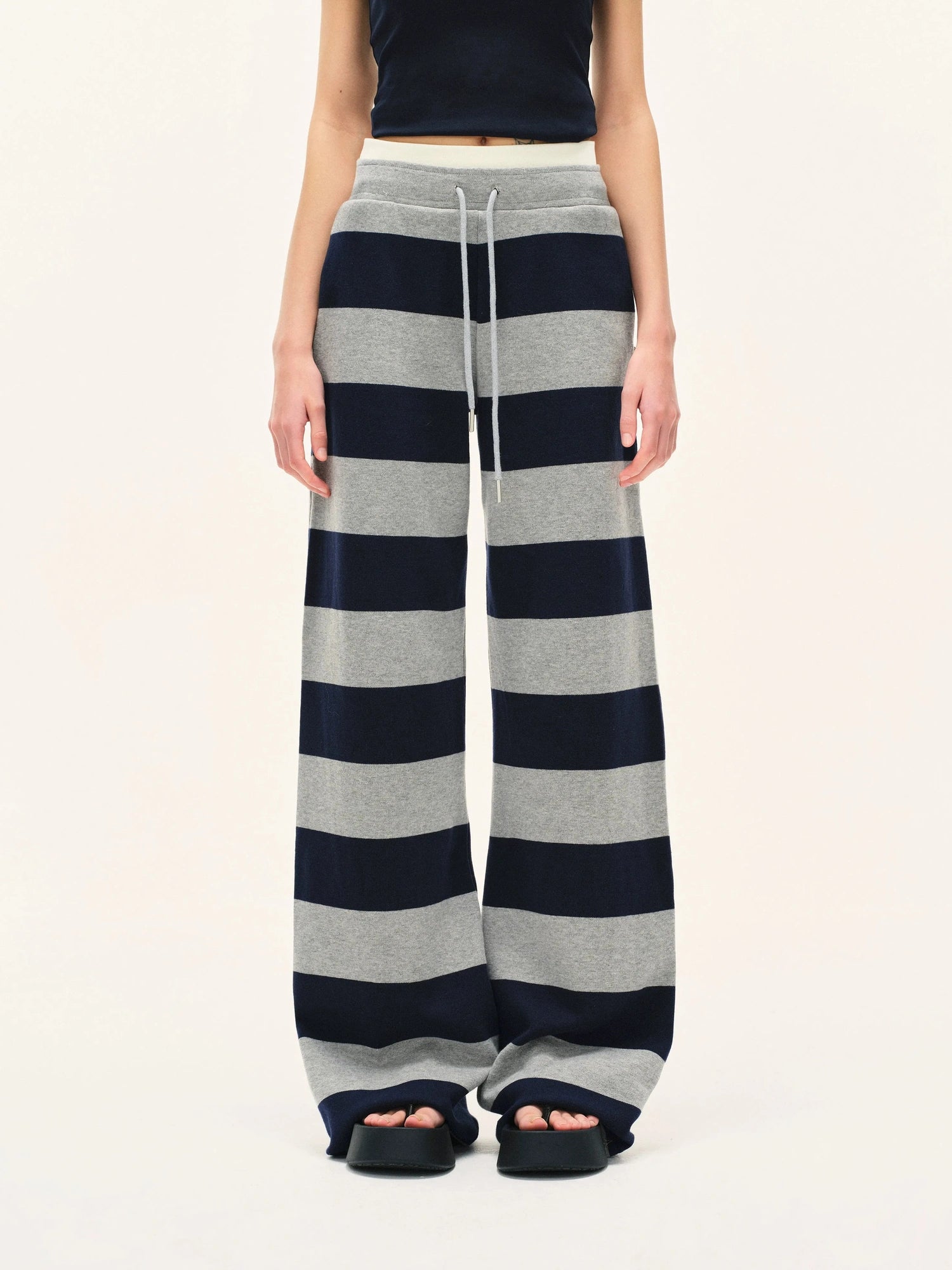 kvkv Double Waistband Striped Drawstring Joggers