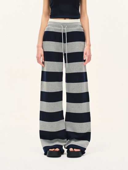 kvkv Double Waistband Striped Drawstring Joggers