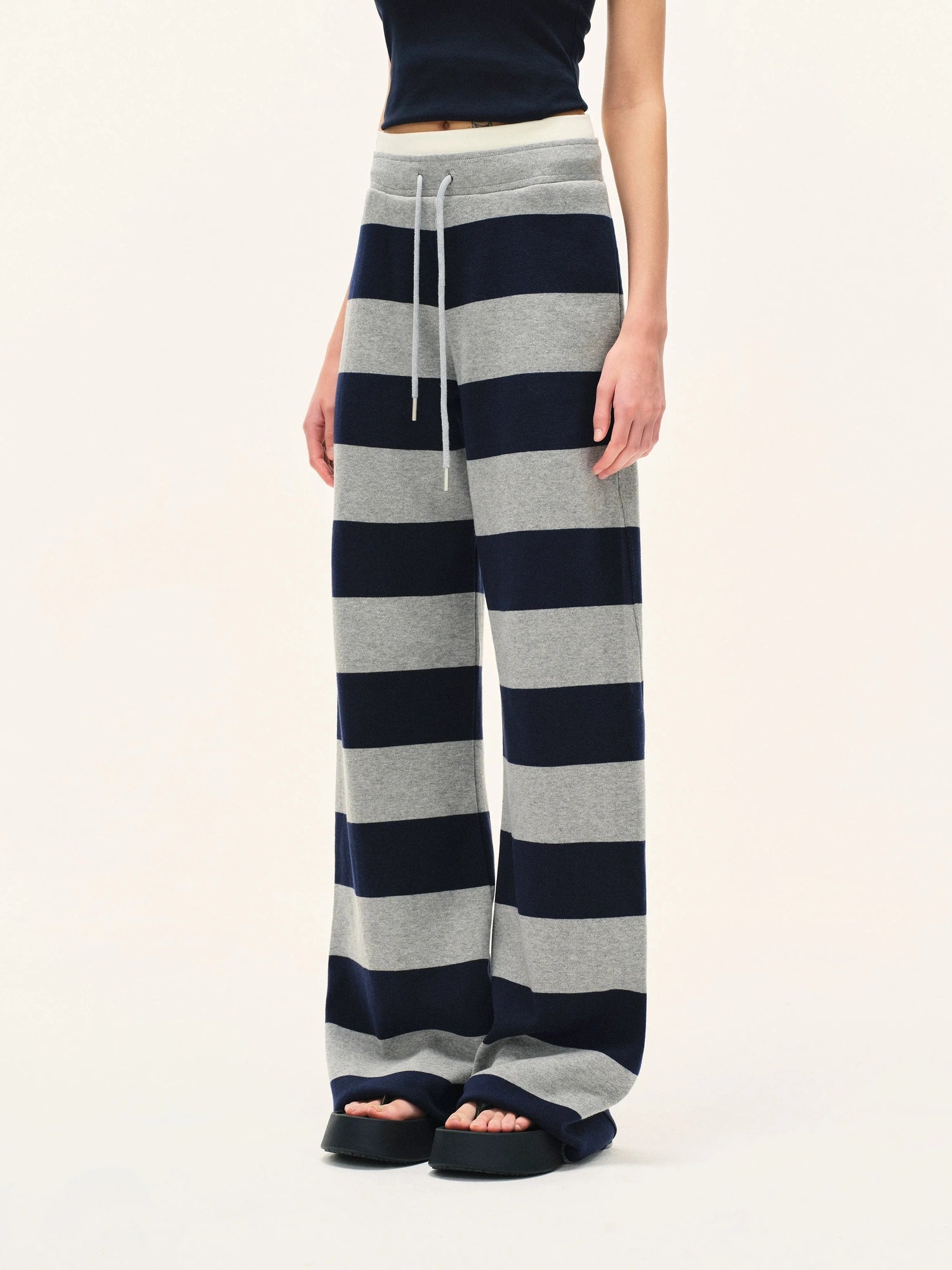 kvkv Double Waistband Striped Drawstring Joggers